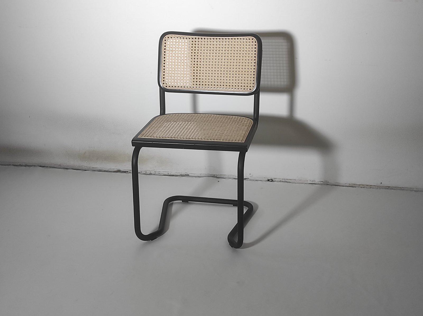 Mid-Century Modern Black Cesca Chair Affter Marcel Breuer Italy 1980s For Sale