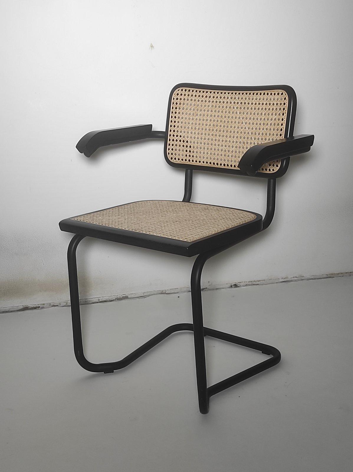 Italian Black Cesca Chair After Marcel Breuer Italy 1980s For Sale