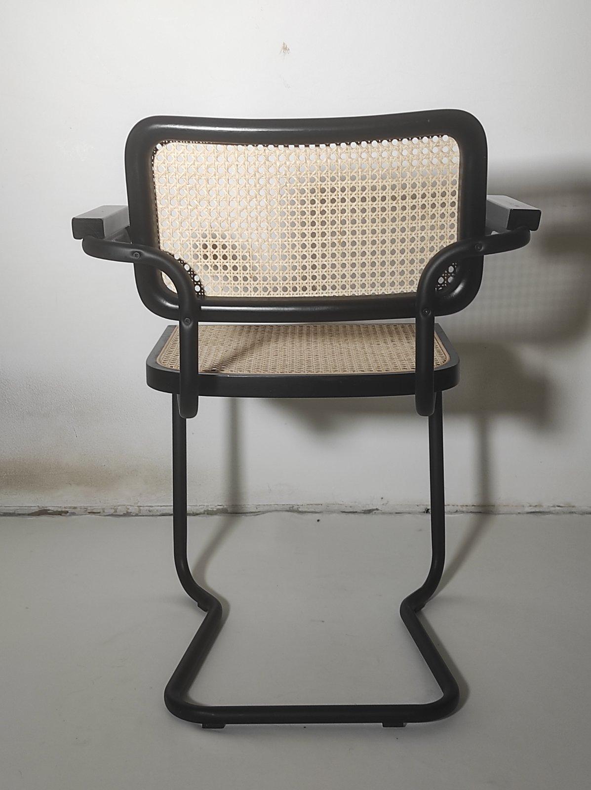 Metal Black Cesca Chair After Marcel Breuer Italy 1980s For Sale