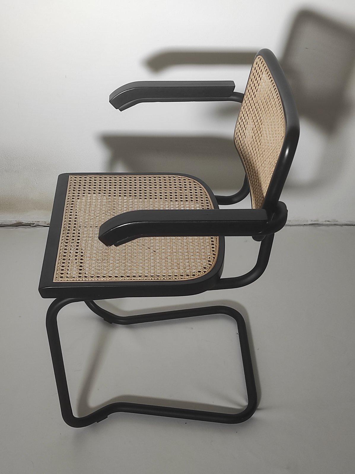 Fin du 20e siècle Chaise Cesca noire d'après Marcel Breuer, Italie, années 1980 en vente
