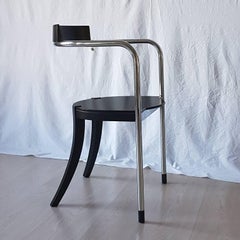 Black Chair by Palterer for Zanotta in Wood and Chrome Plated Steel Frame, 1990