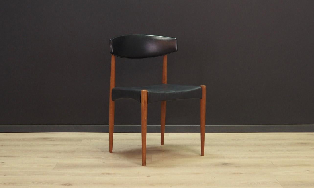 Phenomenal chair from the 1960s-1970s, minimalistic form, Scandinavian design. Upholstery made of eco-leather in black. The construction is made of solid wood. Maintained in good condition (minor bruises and scratches), directly for