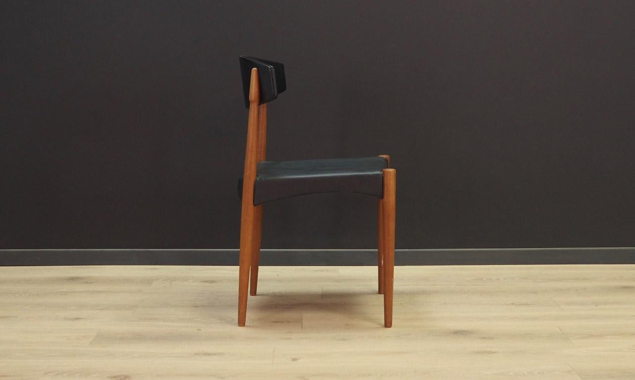 Black Chair Danish Design Vintage Classic 1970s Leather In Good Condition In Szczecin, Zachodniopomorskie