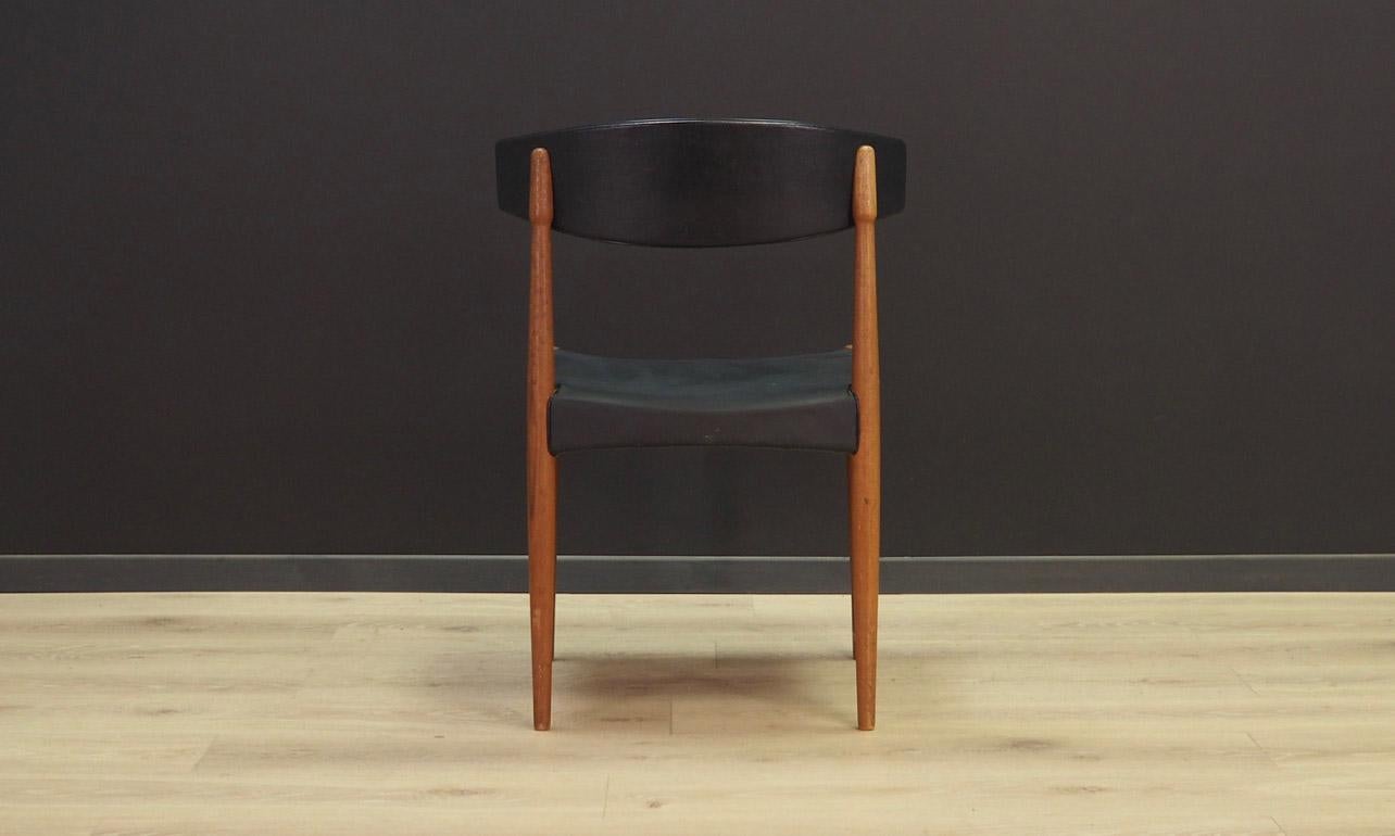 Faux Leather Black Chair Danish Design Vintage Classic 1970s Leather