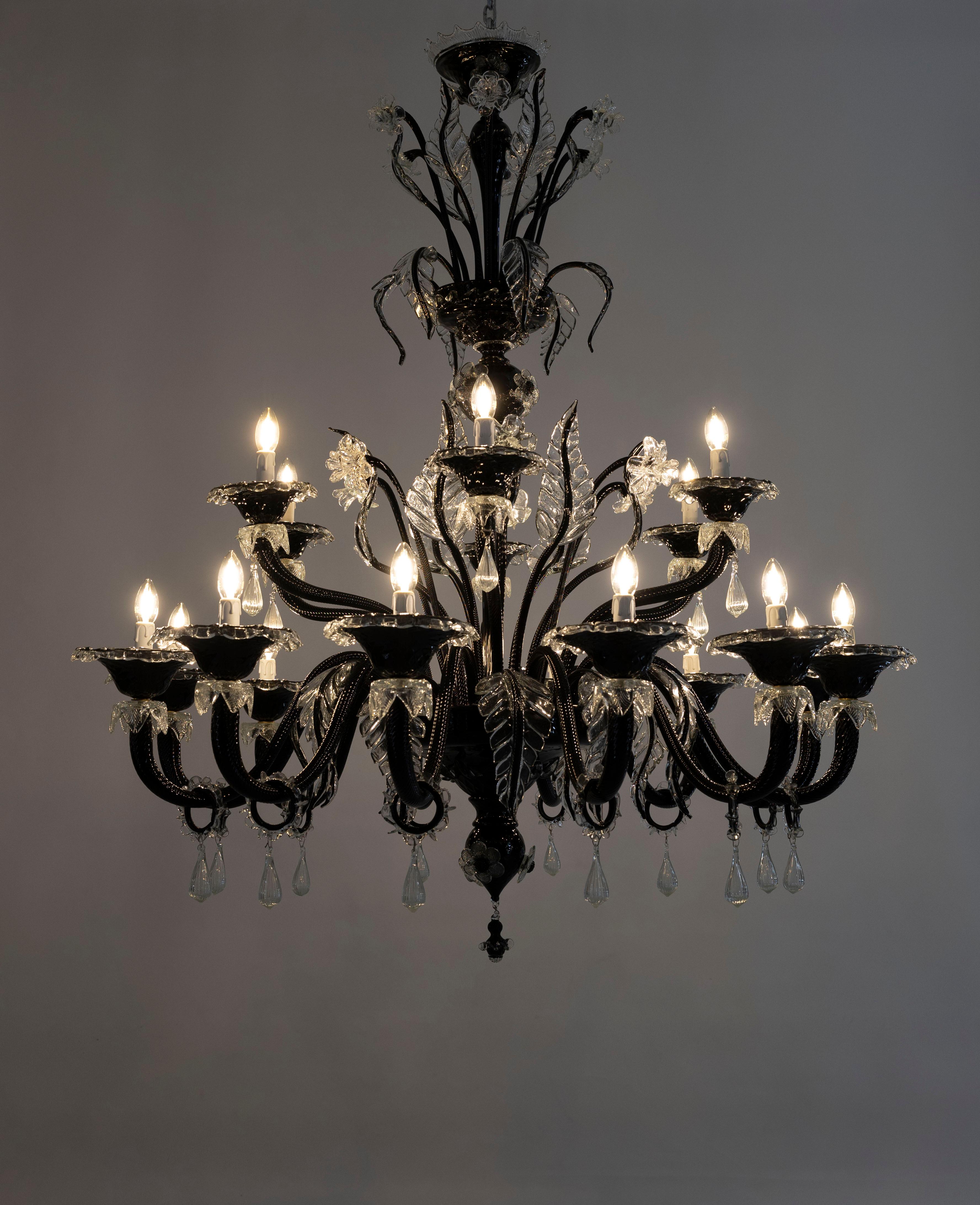 murano glass chandelier black