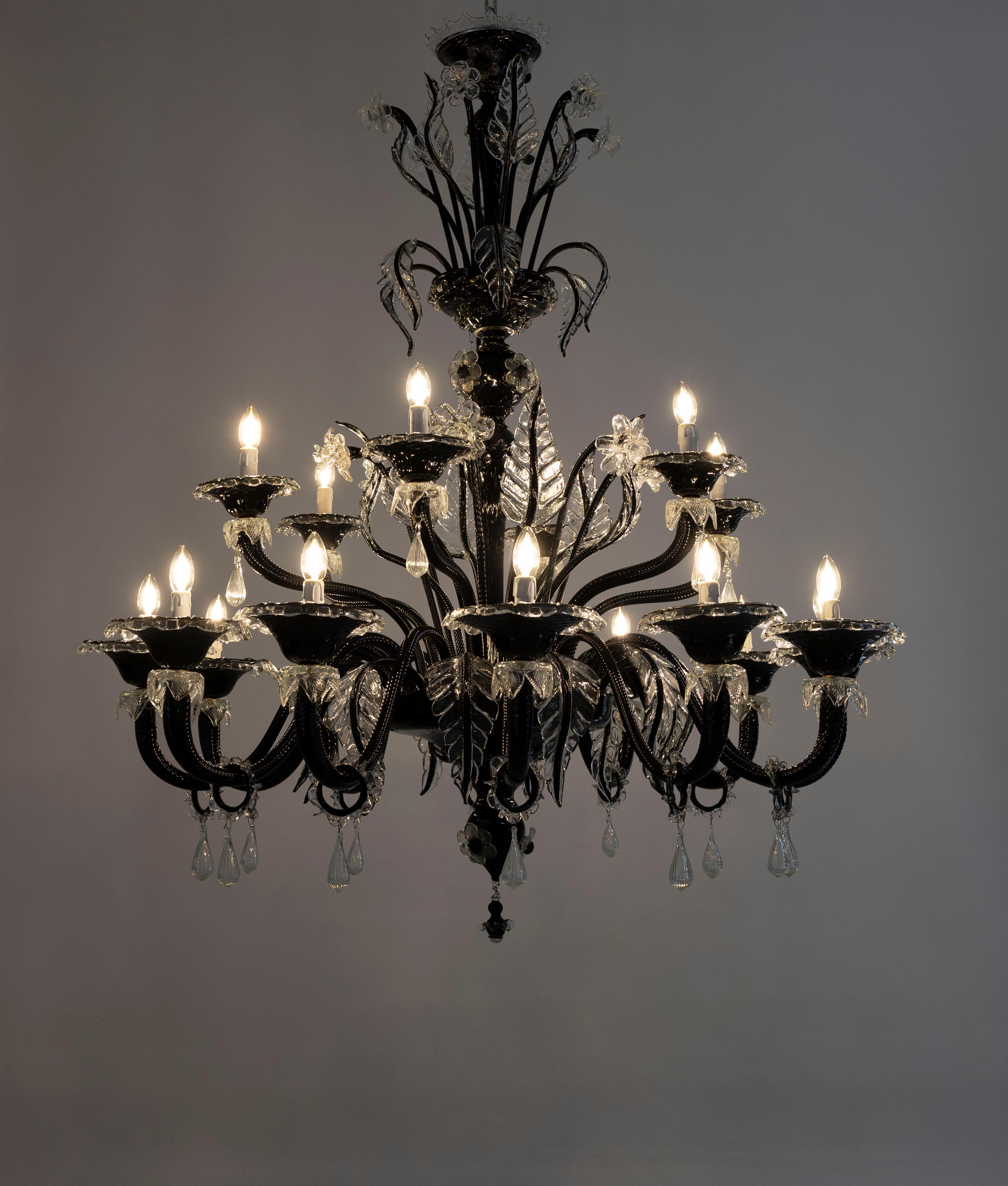 black glass chandelier