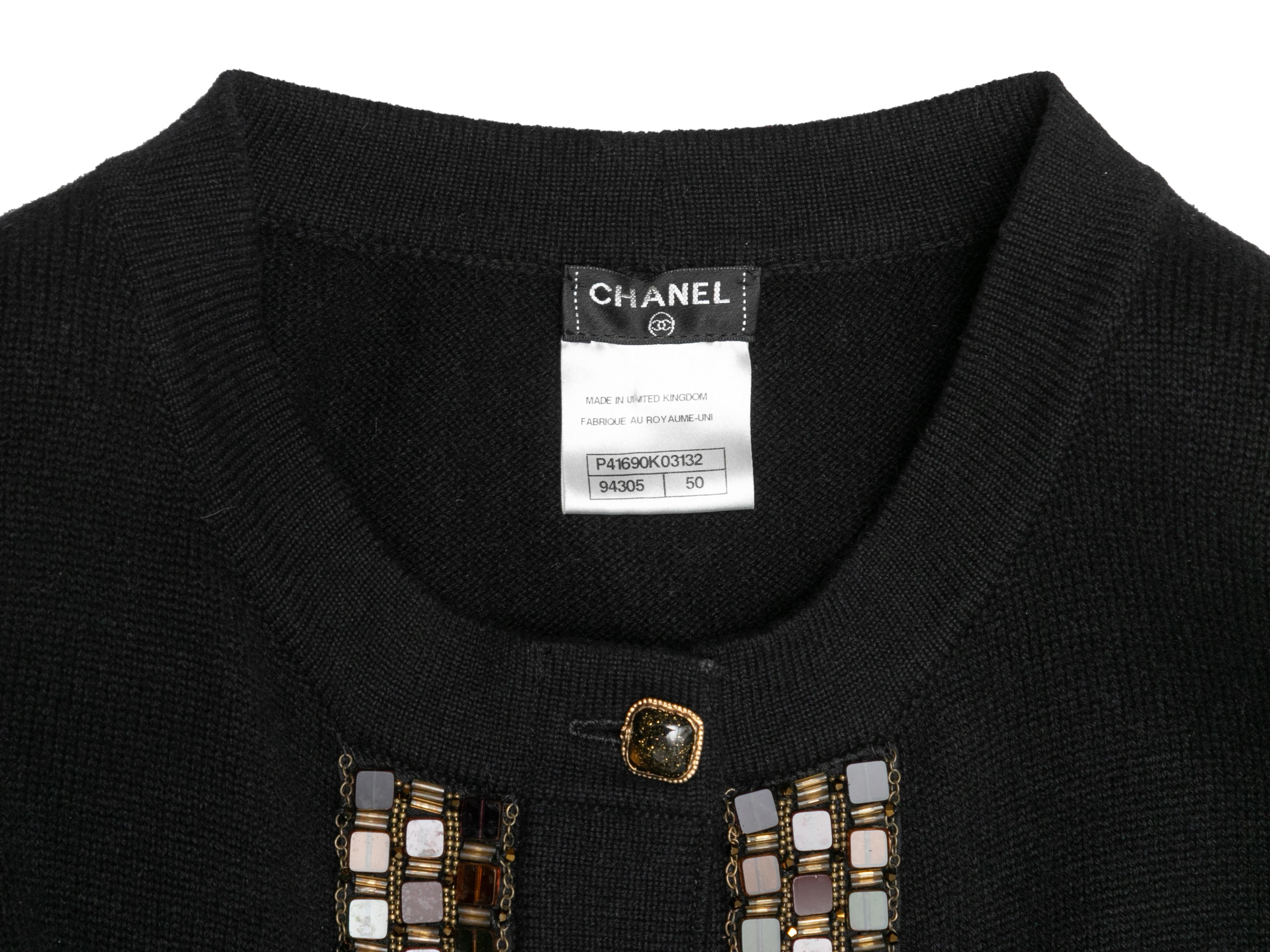 Black Chanel 2011 Embellished Cashmere Cardigan Size FR 50 For Sale 2