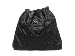 Black Chanel 2012 Quilted Shopping Tote