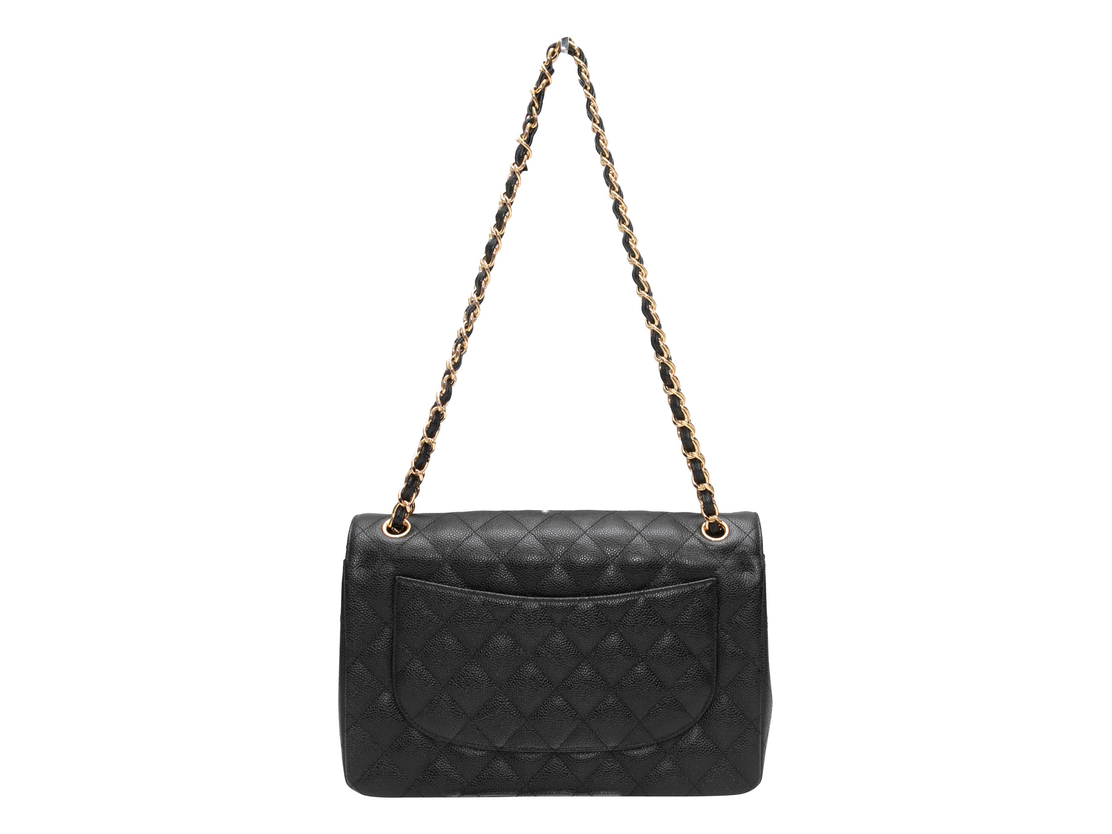 Black Chanel 2017 Classic Jumbo Caviar Double Flap Bag In Good Condition In New York, NY
