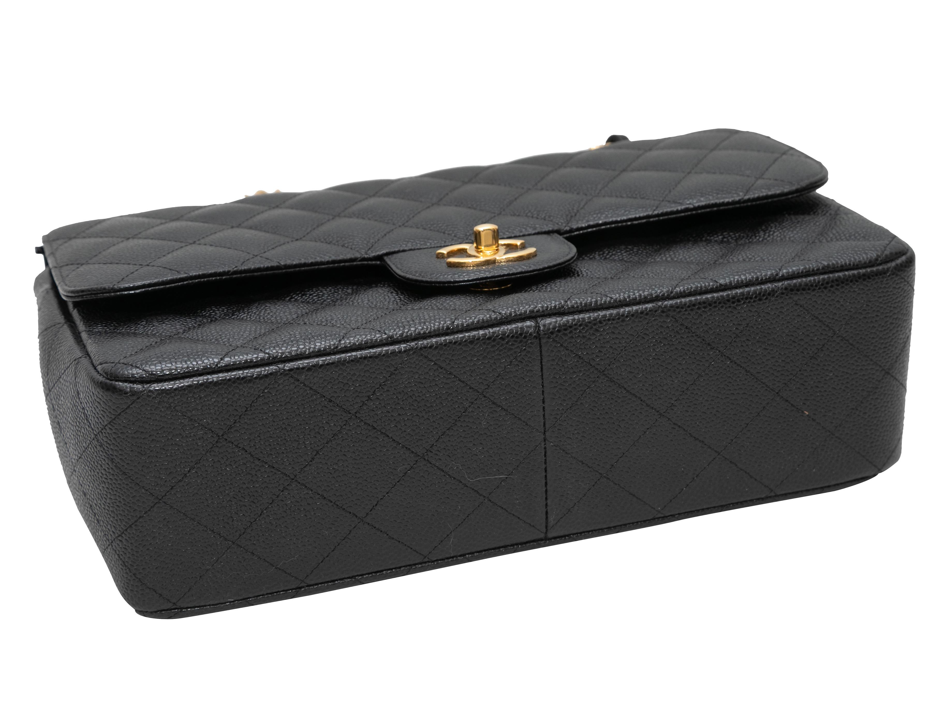Women's Black Chanel 2017 Classic Jumbo Caviar Double Flap Bag