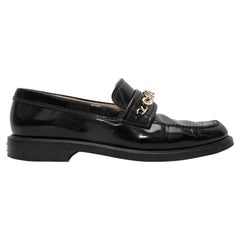 Black Chanel 2021 Patent Spellout Loafers Size 39.5
