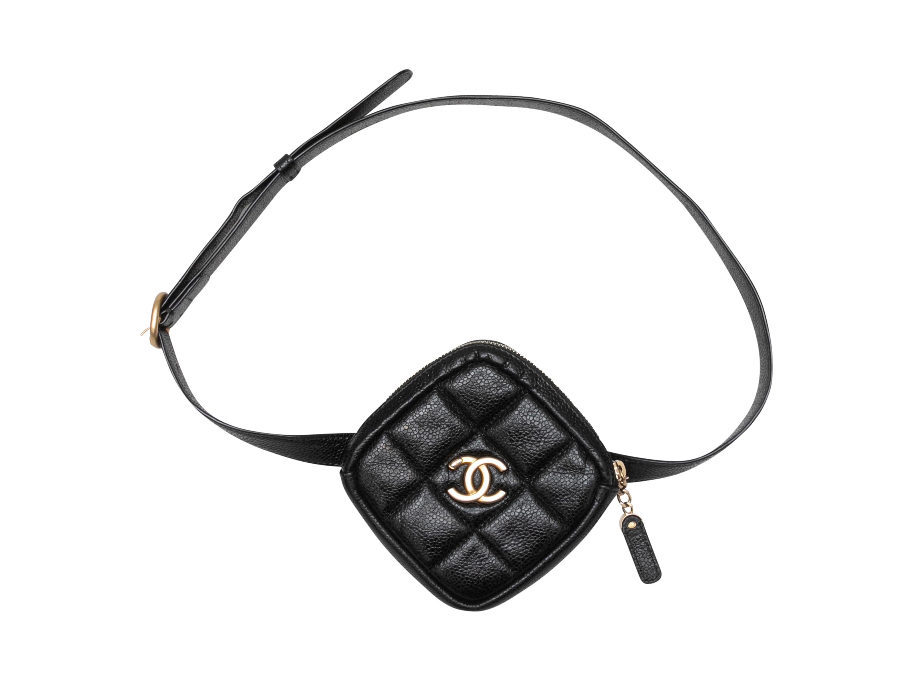  Black Chanel 20K Quilted Diamond Waist Bag. The 20K Waist Bag features a quilted lambskin leather body, gold-tone hardware, front CC hardware, an adjustable waist strap, and a top zip closure. 5
