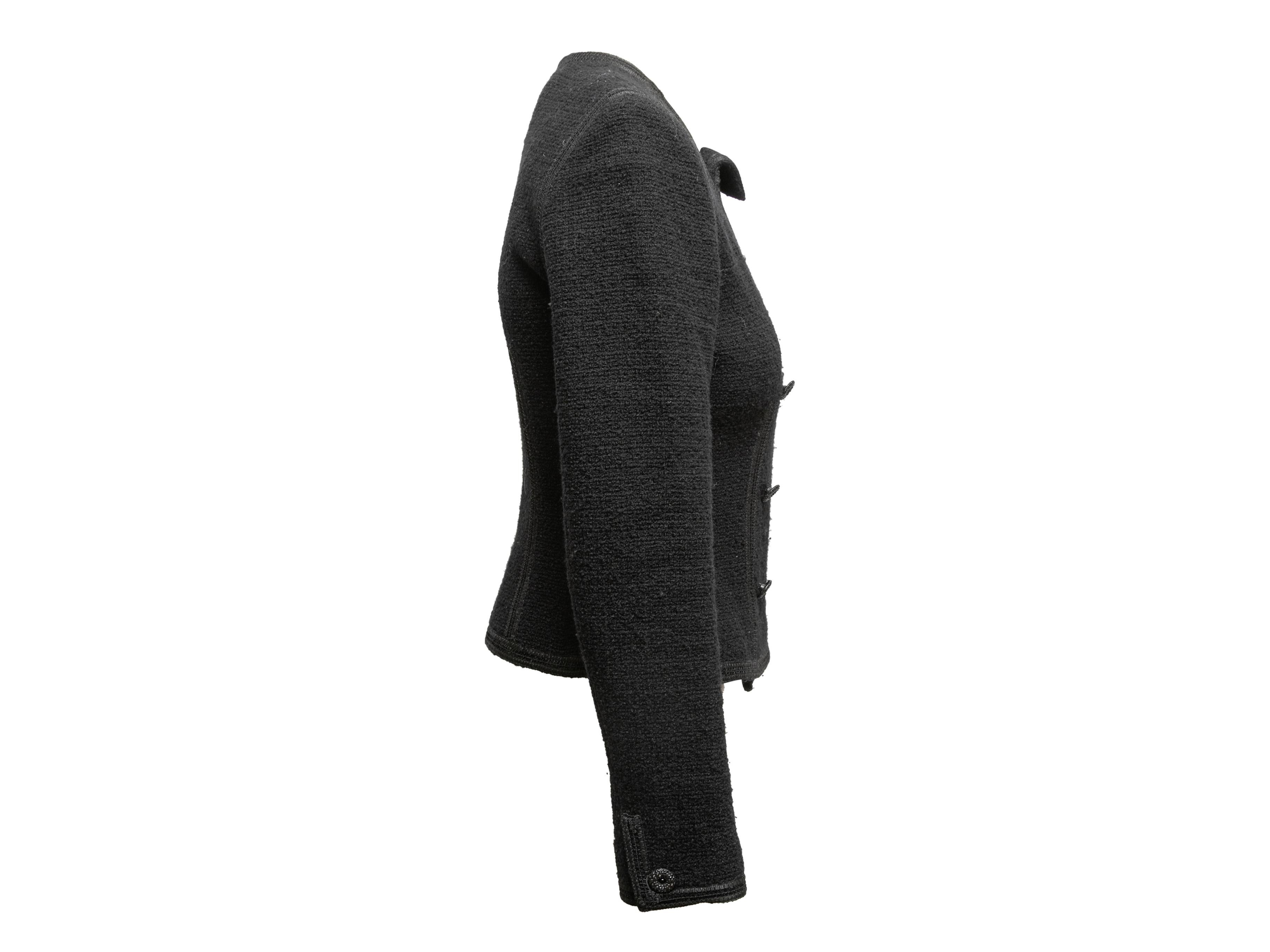 Women's Black Chanel Boucle Asymmetrical Collar Jacket Size US S