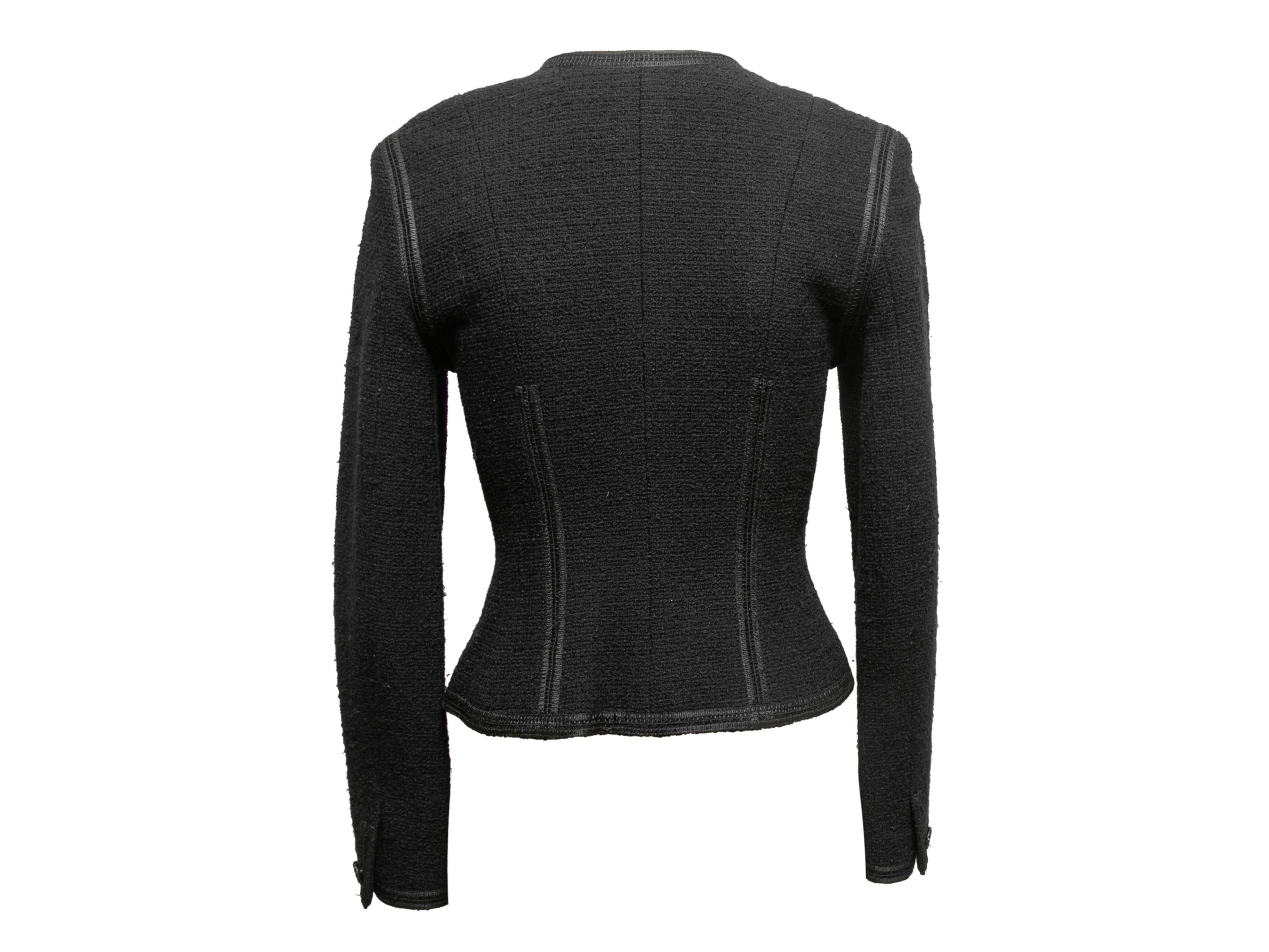 Black Chanel Boucle Asymmetrical Collar Jacket Size US S 1