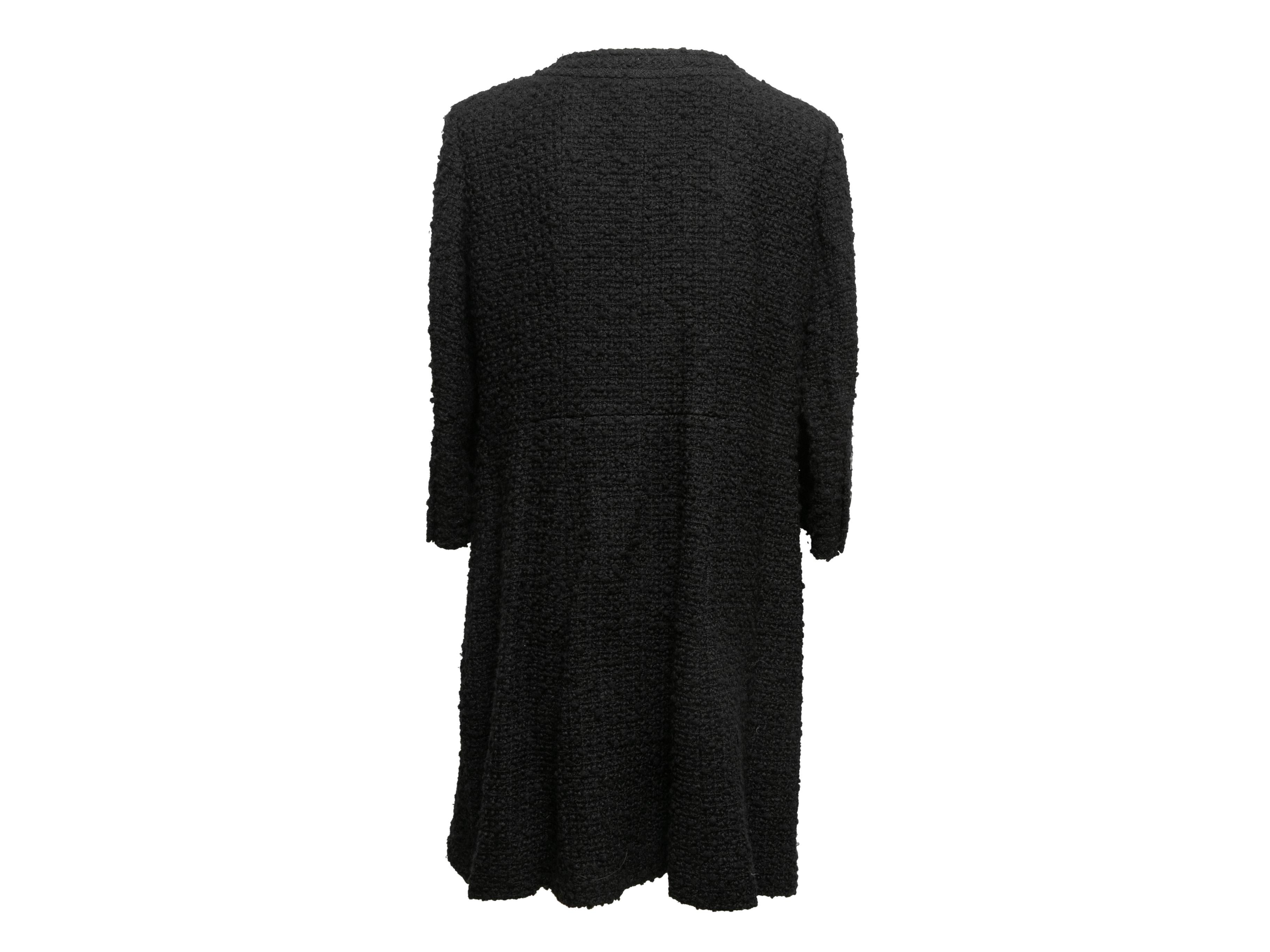 Black Chanel Boucle Wool Coat Size FR 50 In Good Condition For Sale In New York, NY