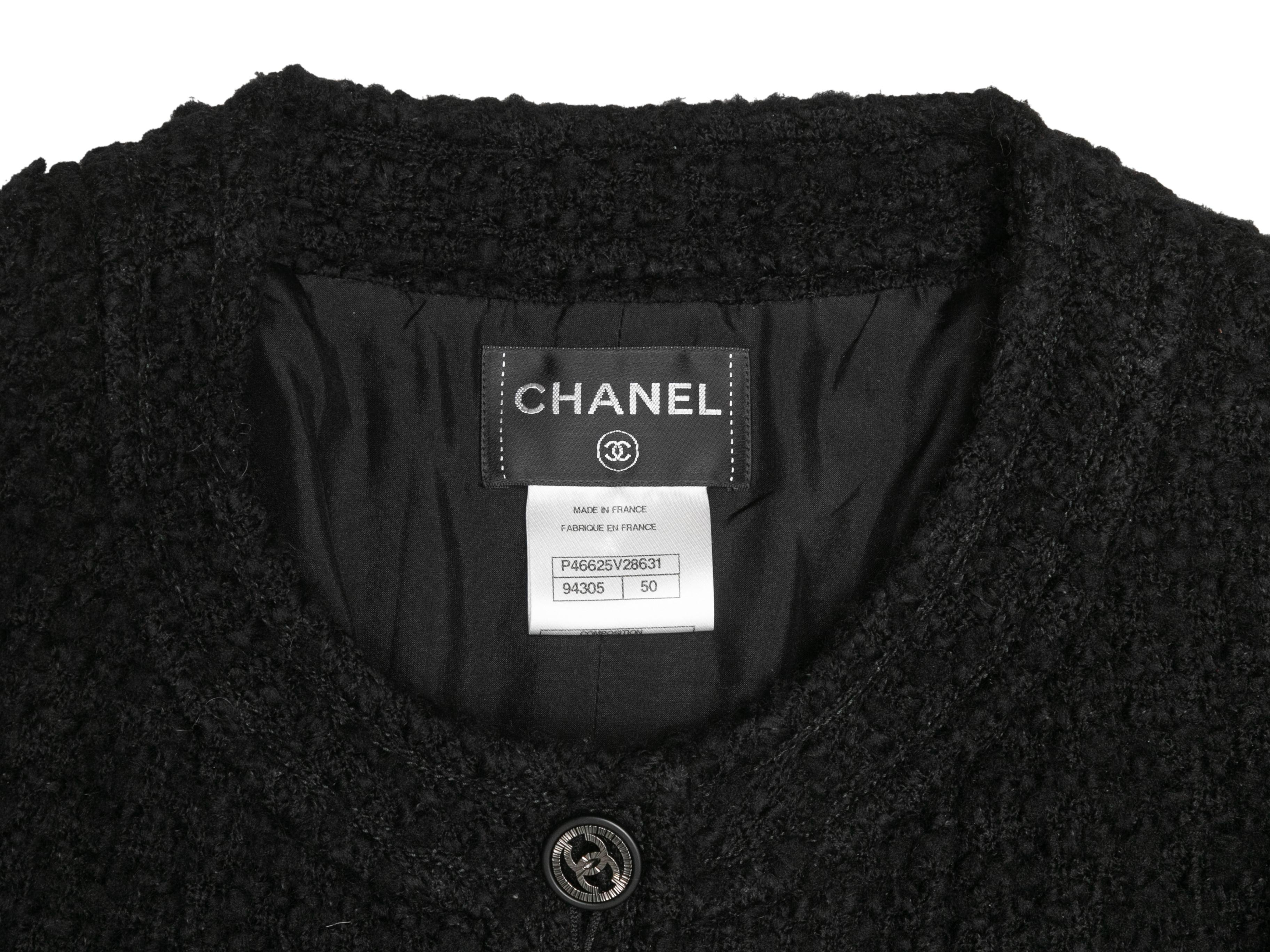Women's Black Chanel Boucle Wool Coat Size FR 50 For Sale