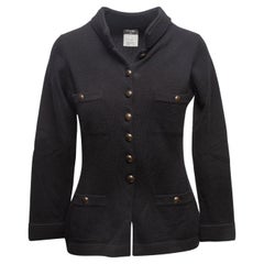 Black Chanel Cashmere Button-Up Cardigan Size FR 40