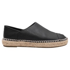 Black Chanel CC Cap-Toe Espadrille Flats Size 37