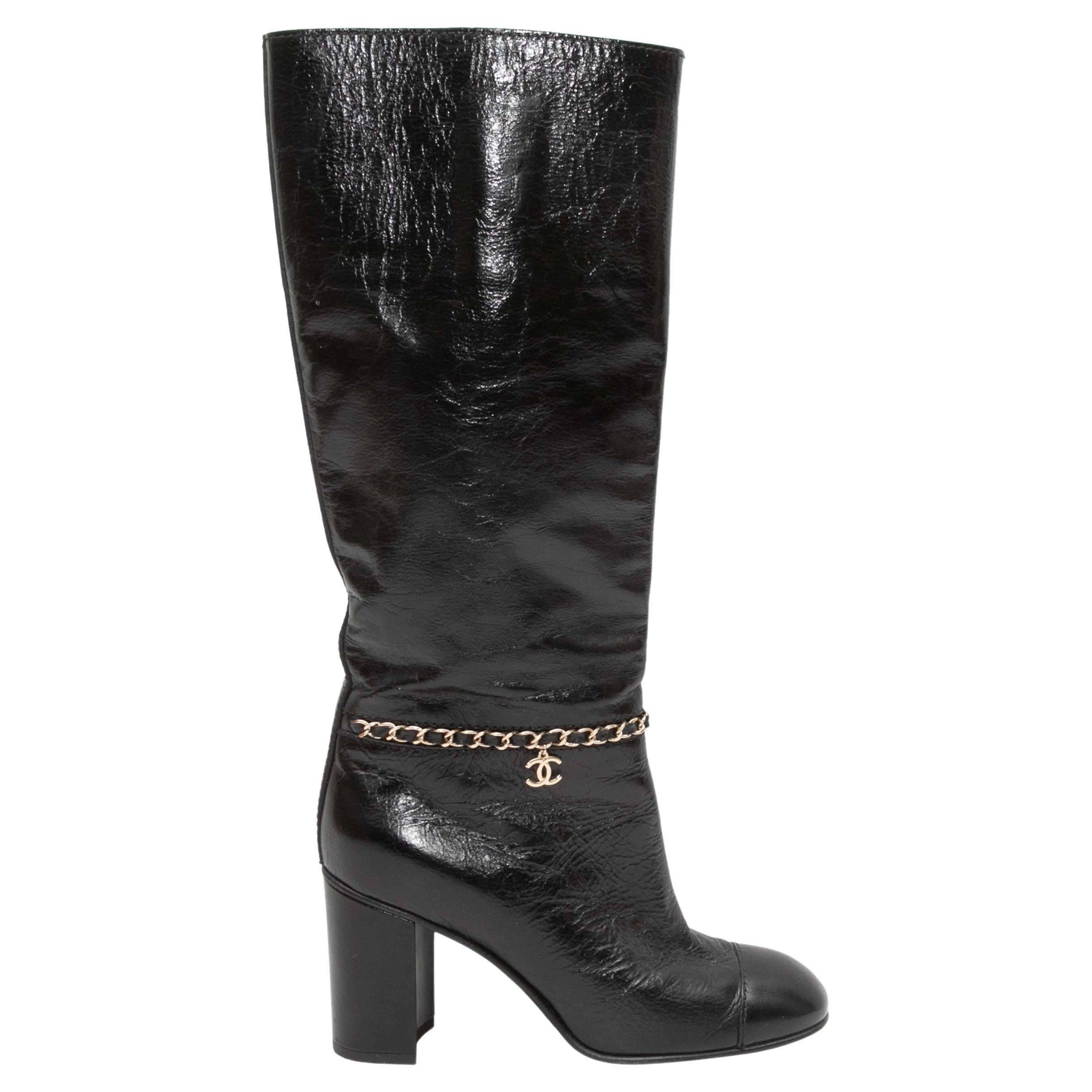 Chanel patent leather pirate boots shop