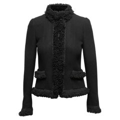 Schwarze Chanel Cruise 2003 Jacke aus Wolle und Angora in Schwarz
