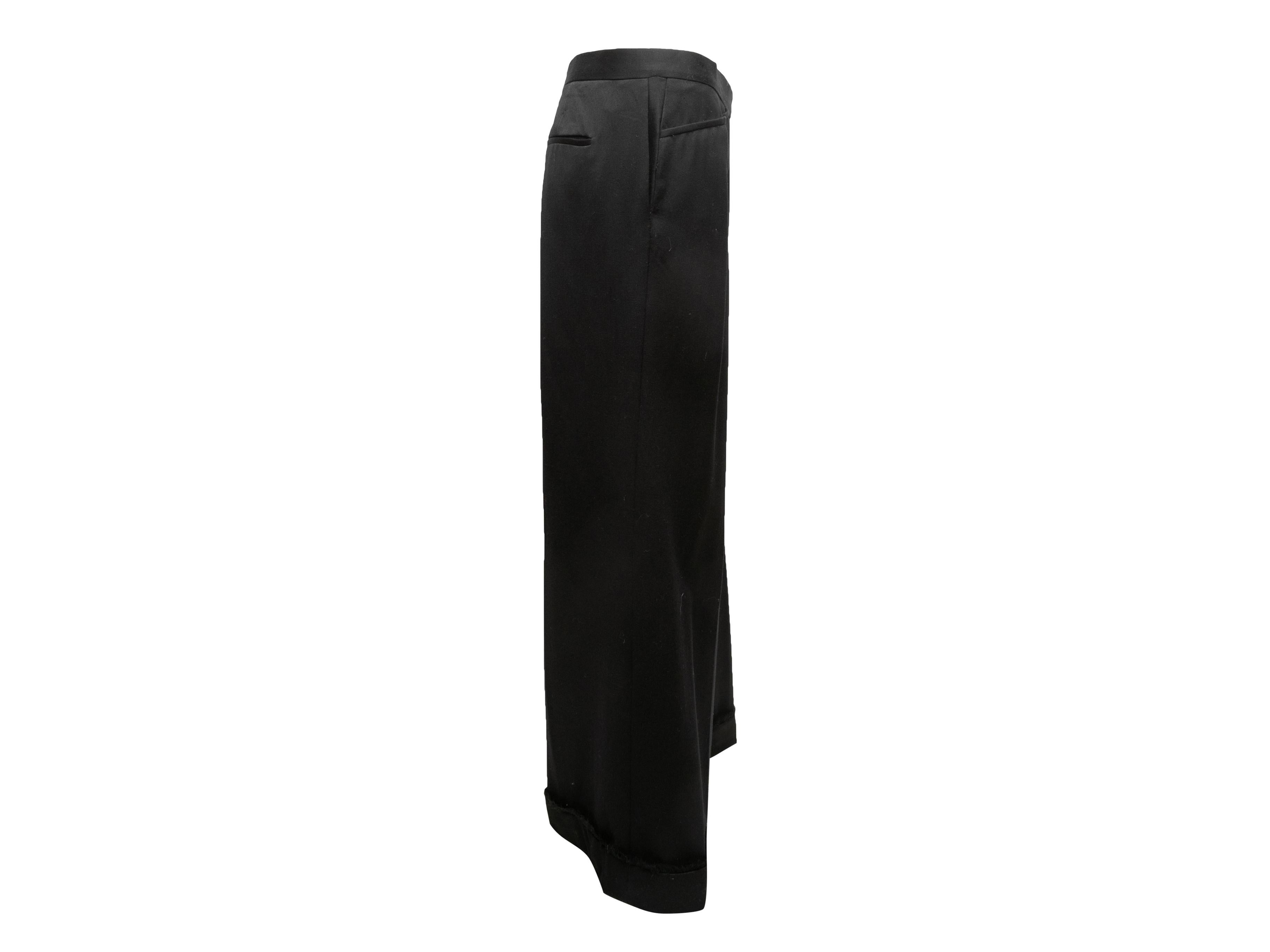 Women's Black Chanel Cuffed Wool Trousers Size FR 50 For Sale