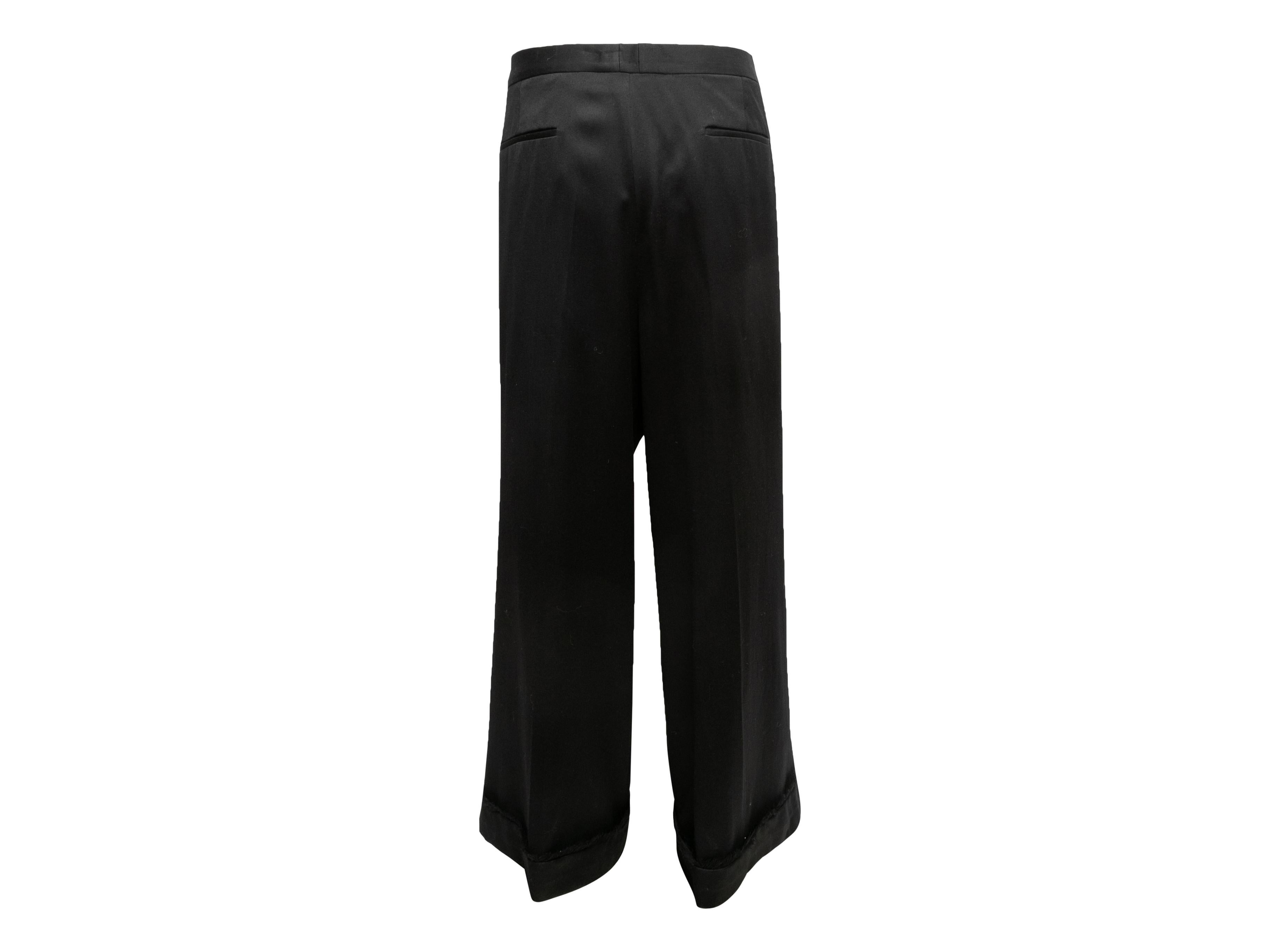 Schwarze Chanel Hose aus Wolle mit Bündchen Größe FR 50 im Angebot 1