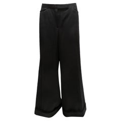 Pantalón Chanel negro de lana con puños Talla FR 50