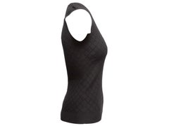 Black Chanel Diamond Patterned Knit Sleeveless Top