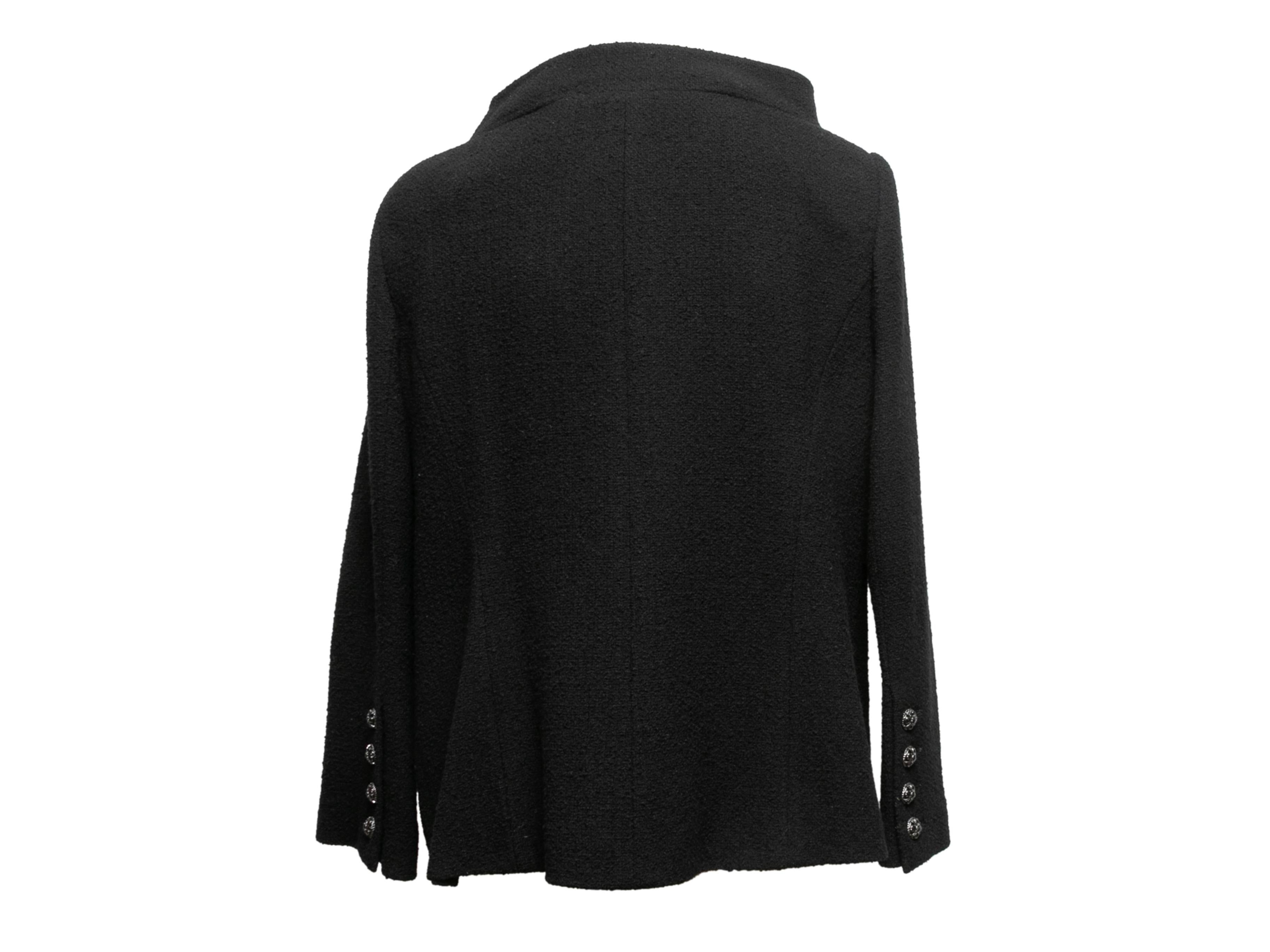 Black Chanel Double-Breasted Wool Jacket Size FR 48 For Sale 2