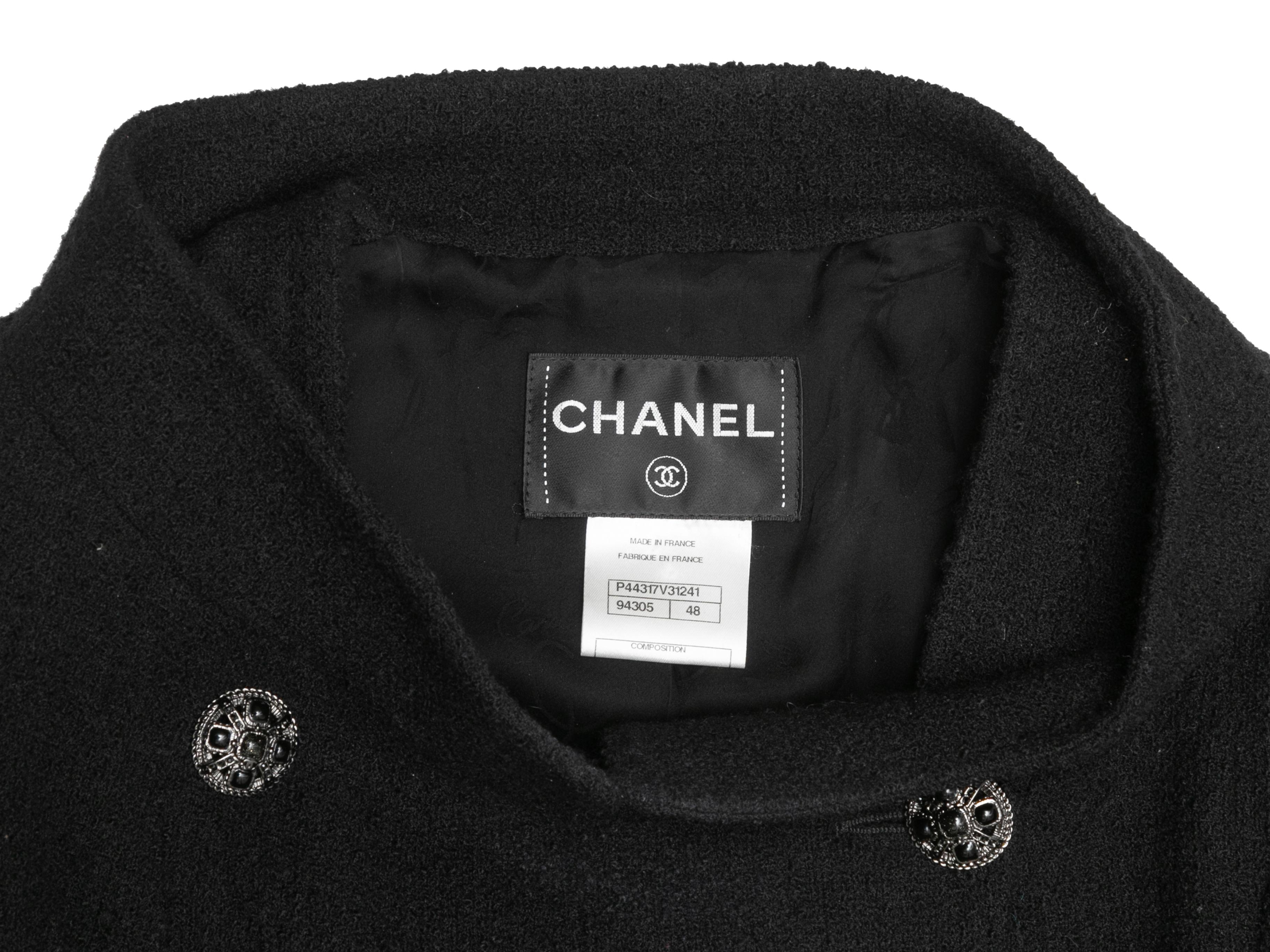 Black Chanel Double-Breasted Wool Jacket Size FR 48 For Sale 3