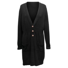 Black Chanel Fall/Winter 2007 Longline Cashmere Cardigan Size FR 48