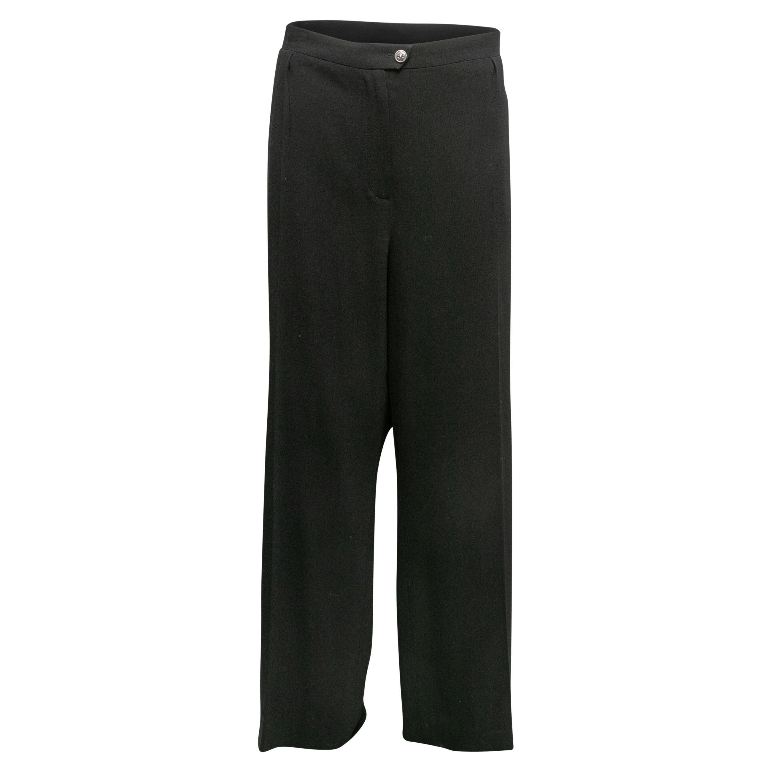 Black Chanel Fall/Winter 2008 Wool Trousers Size FR 50 For Sale