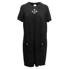 Black Chanel Fall/Winter 2009 Short Sleeve Cashmere Dress Size FR 50