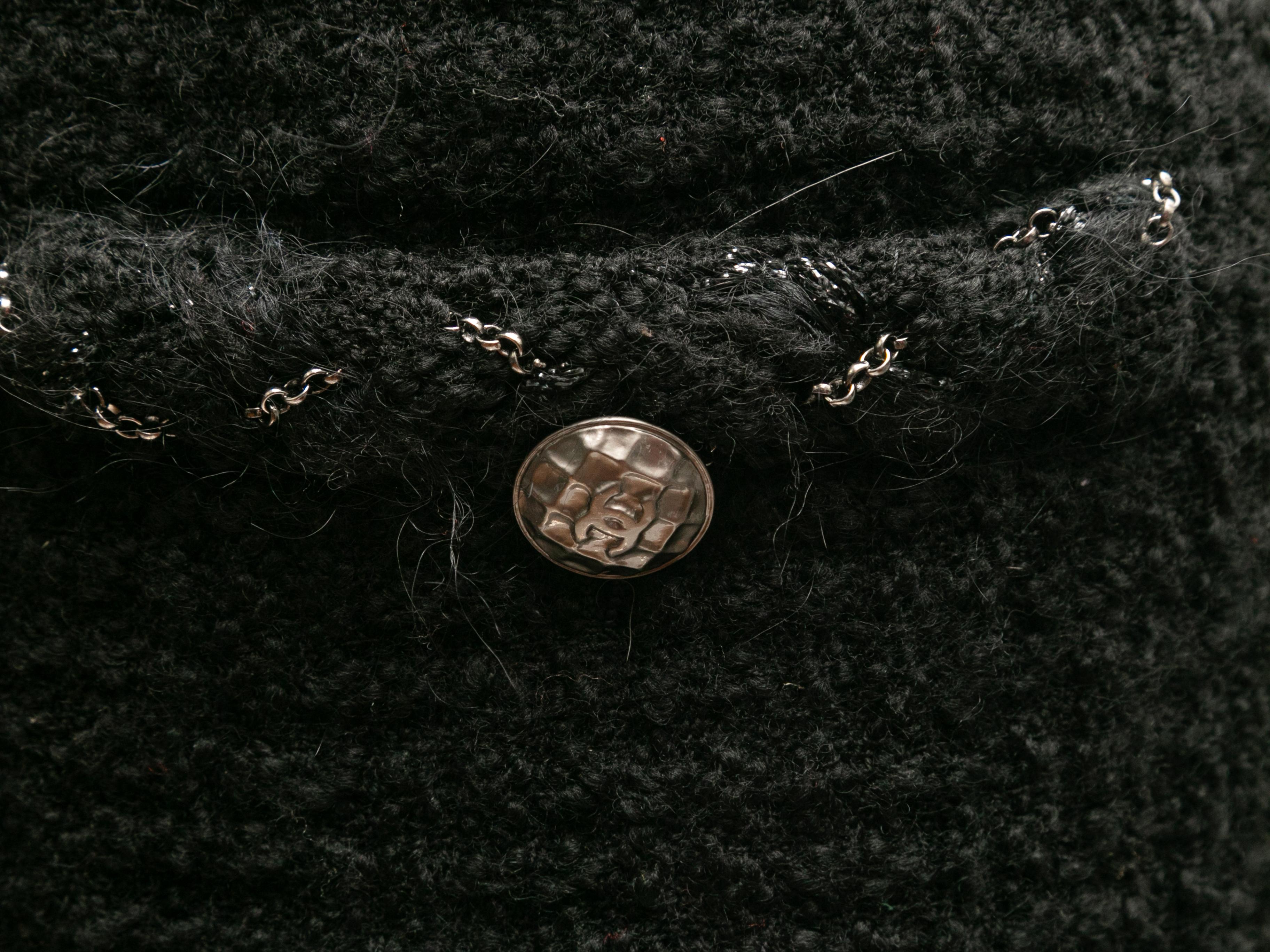 Falda lápiz negra Chanel de talle alto de lana y tweed Talla FR 40 en venta 1