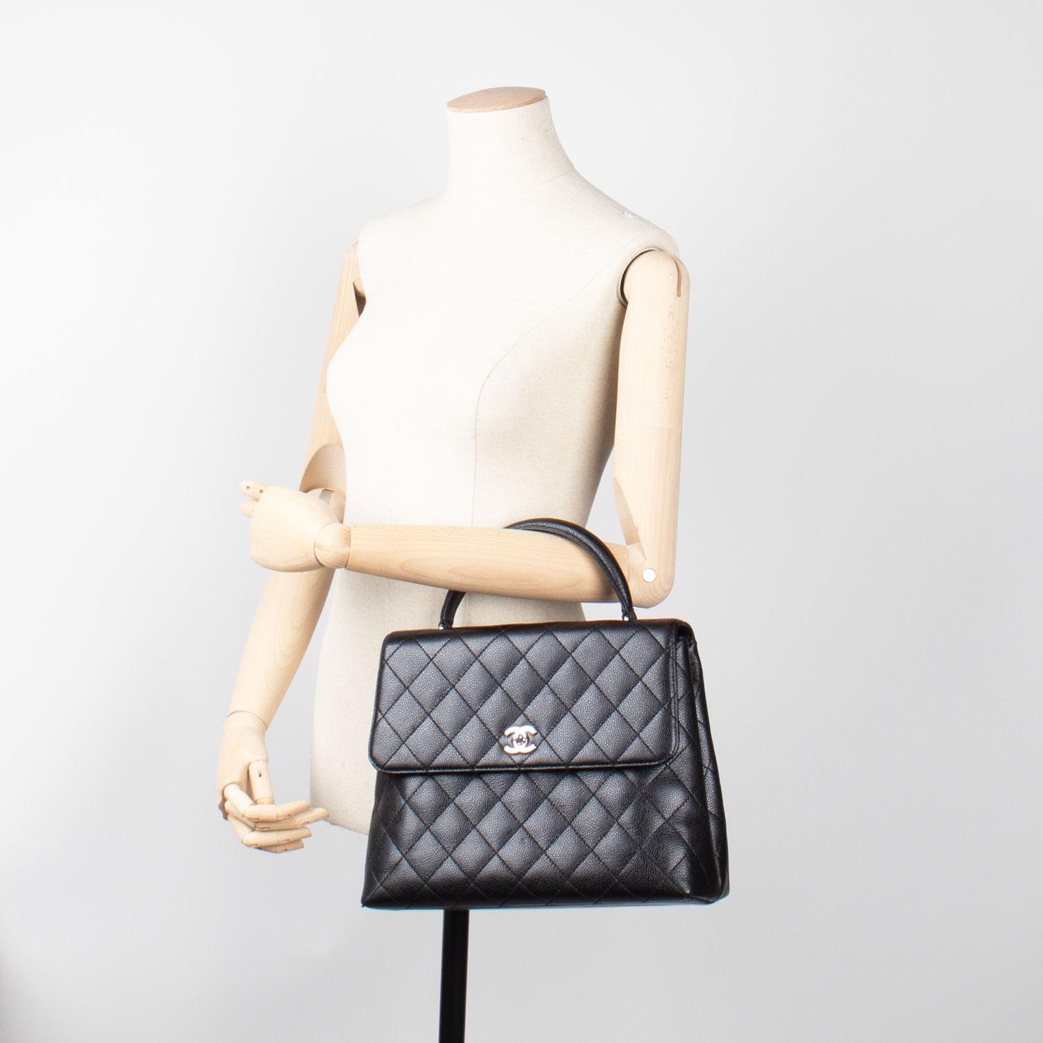 Black Chanel Kelly Caviar Handbag 8