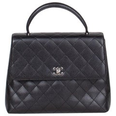 Retro Black Chanel Kelly Caviar Handbag