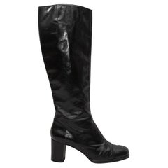 Black Chanel Knee-High Heeled Boots Size 39.5