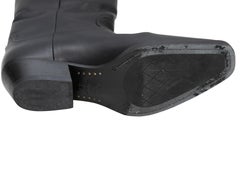 Black Chanel Knee-High Leather Western Boots Size 40.5