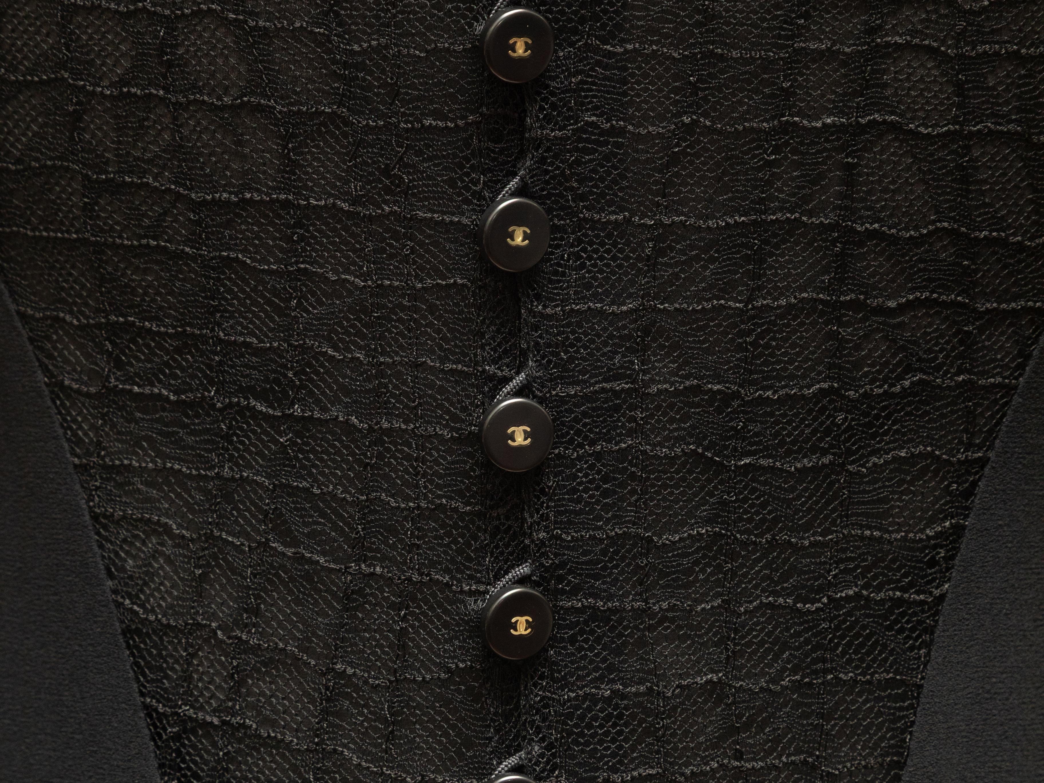 Chanel negro Vestido de manga larga con superposición de encaje Talla US M Negro en venta
