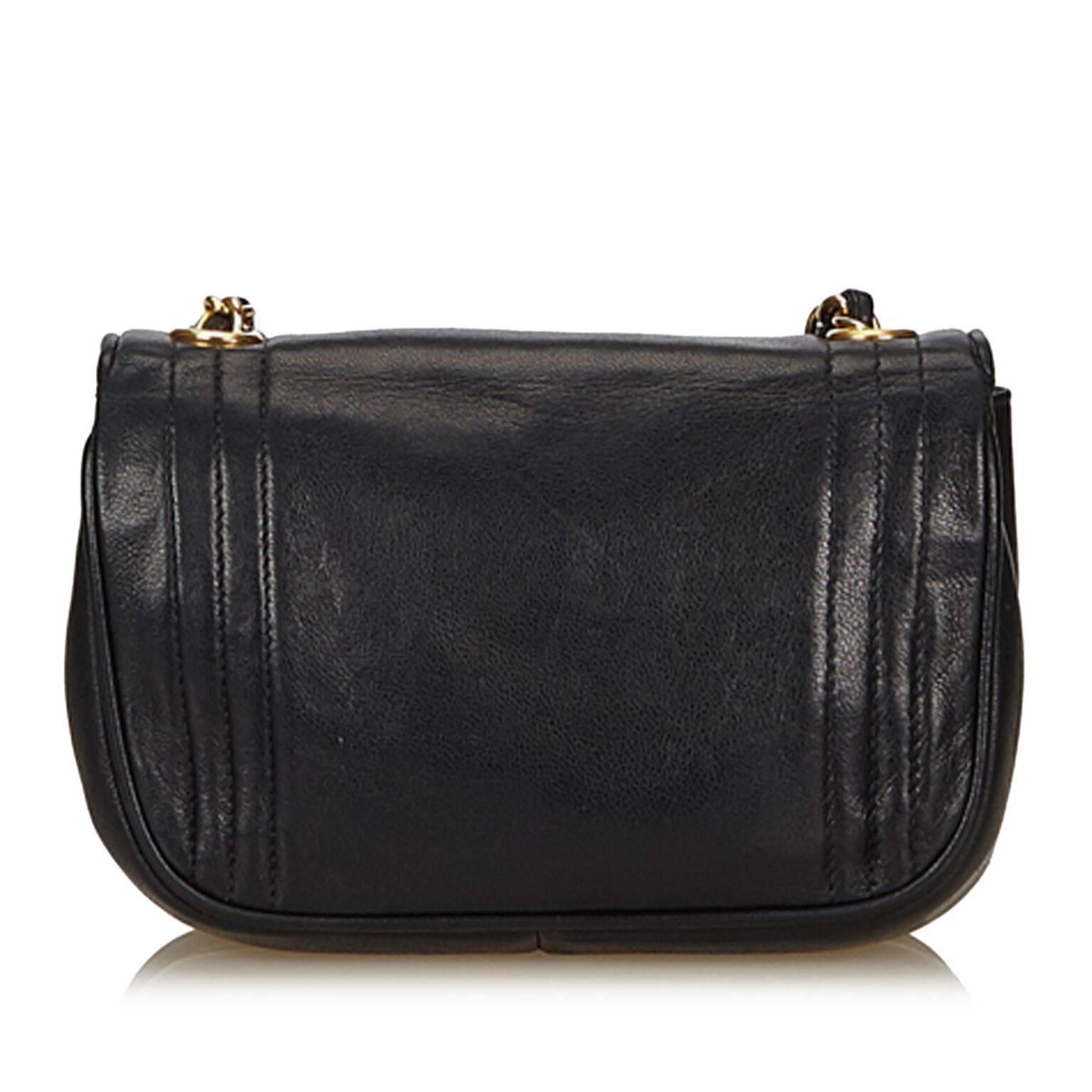 Women's Black Chanel Lambskin Leather Flap Bag