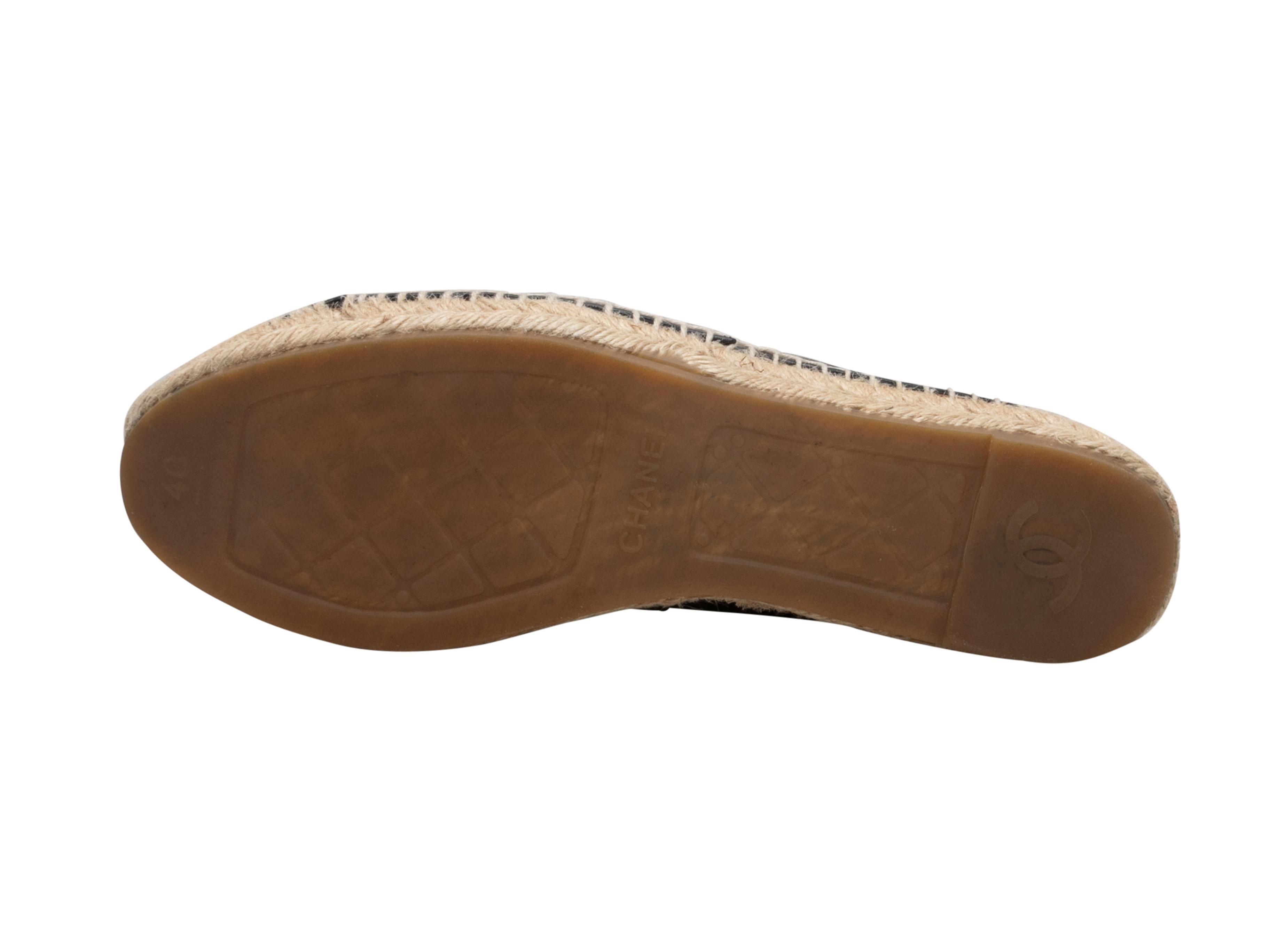 Black Chanel Leather CC Espadrille Flats Size 40 1