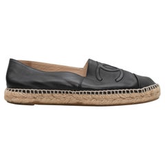 Chanel nero, pelle CC, appartamenti espadrillas taglia 40