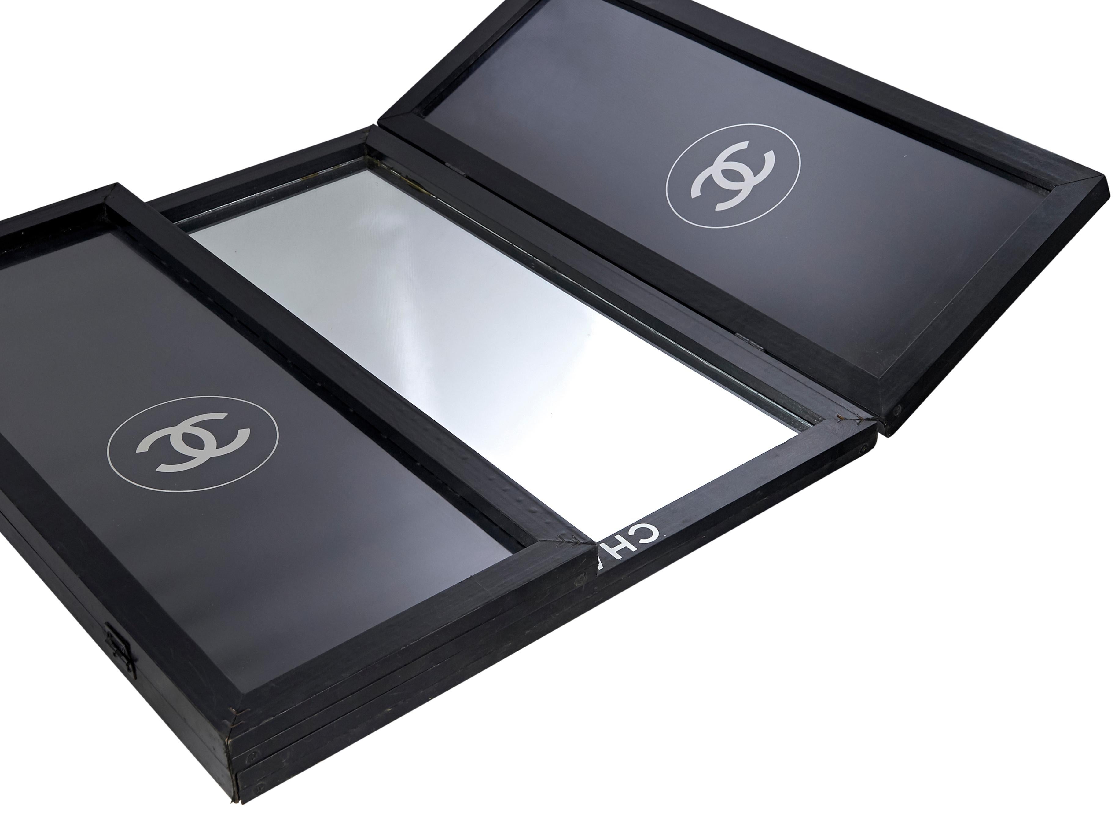 Black Chanel Logo-Accented Bifold Mirror 1