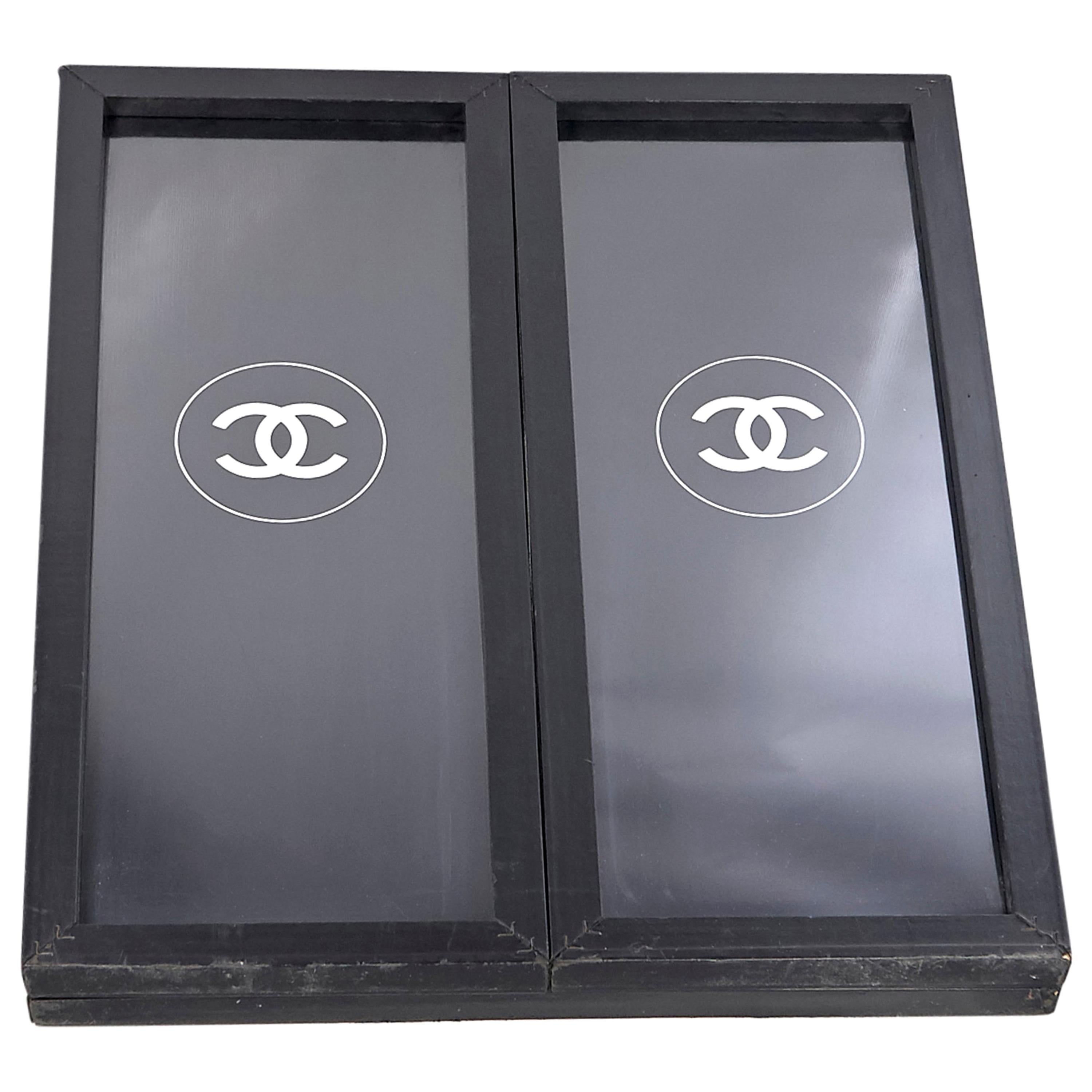 Black Chanel Logo-Accented Bifold Mirror