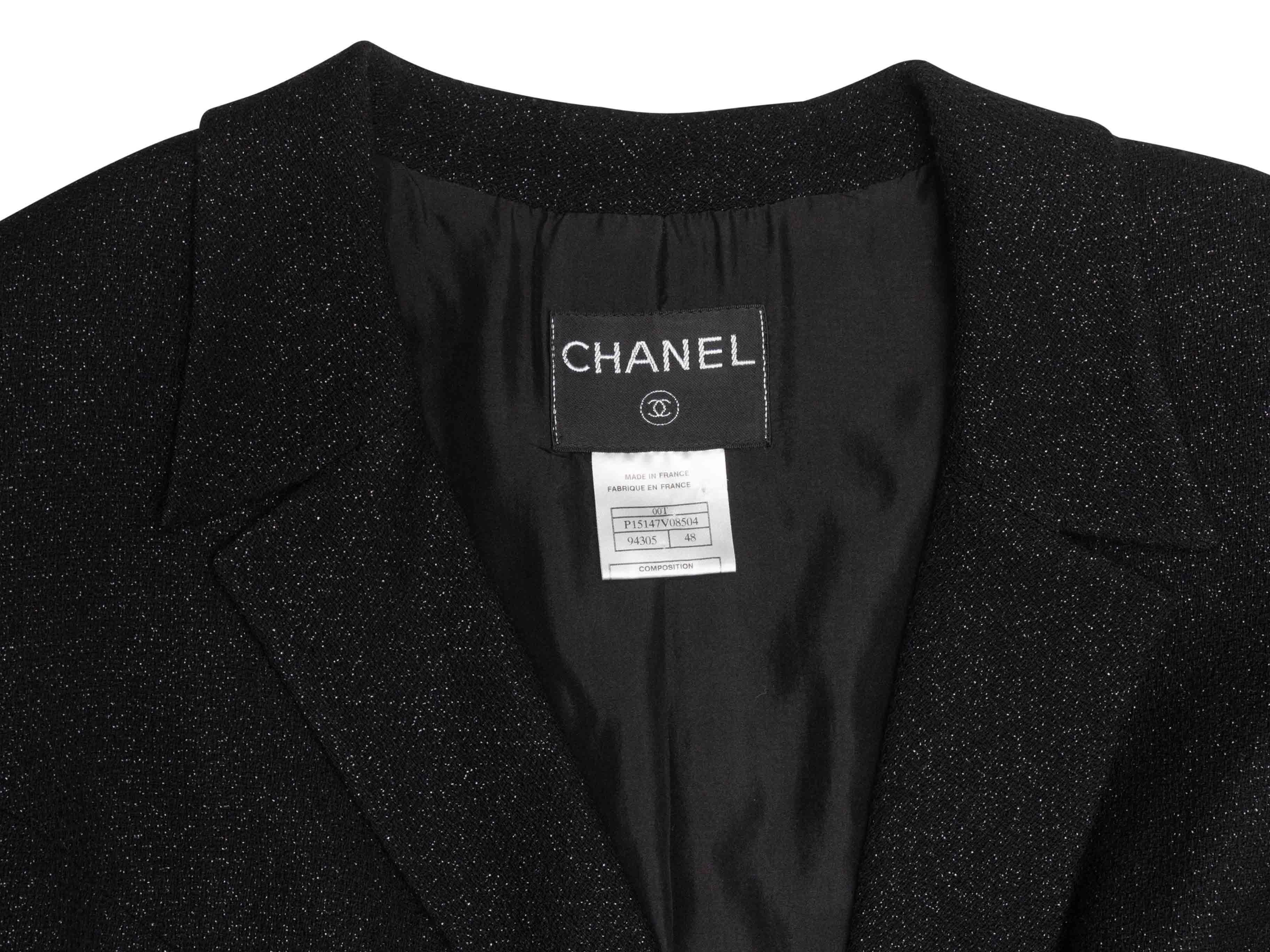 Blazer noir en laine métallisée Chanel Taille FR 48 en vente 1