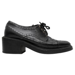Black Chanel Patent Leather Brogue Oxfords Size 38