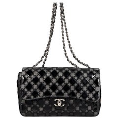 Black Chanel Patent Leather & Mesh Flap Bag