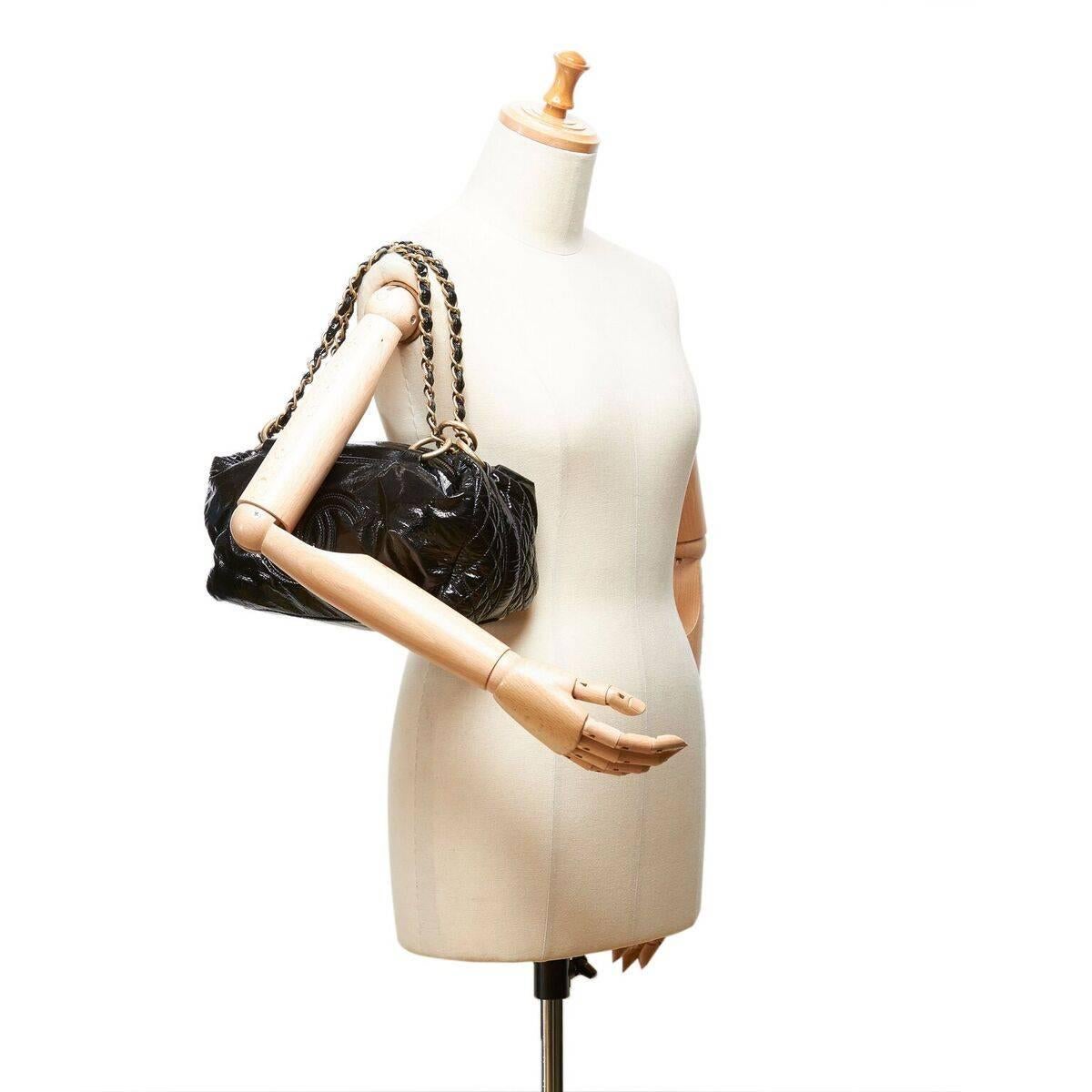 Black Chanel Patent Leather Shoulder Bag 6