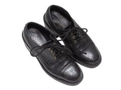 Black Chanel Patent Quilted Oxfords
