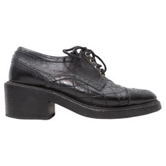 Black Chanel Patent Quilted Oxfords